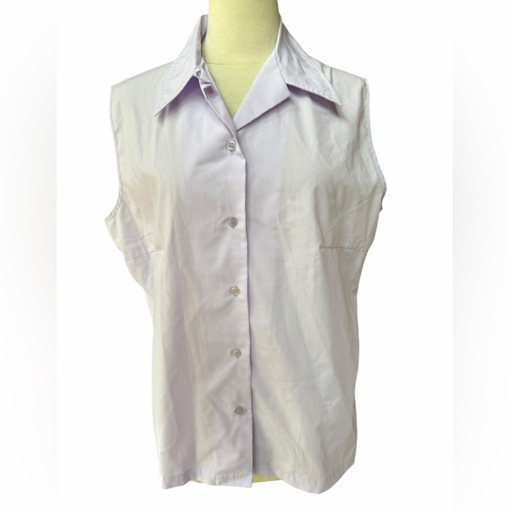 Late 1980s/Early 90s Merriweather Lavender Poly/Cotton Blend Sleeveless Button P